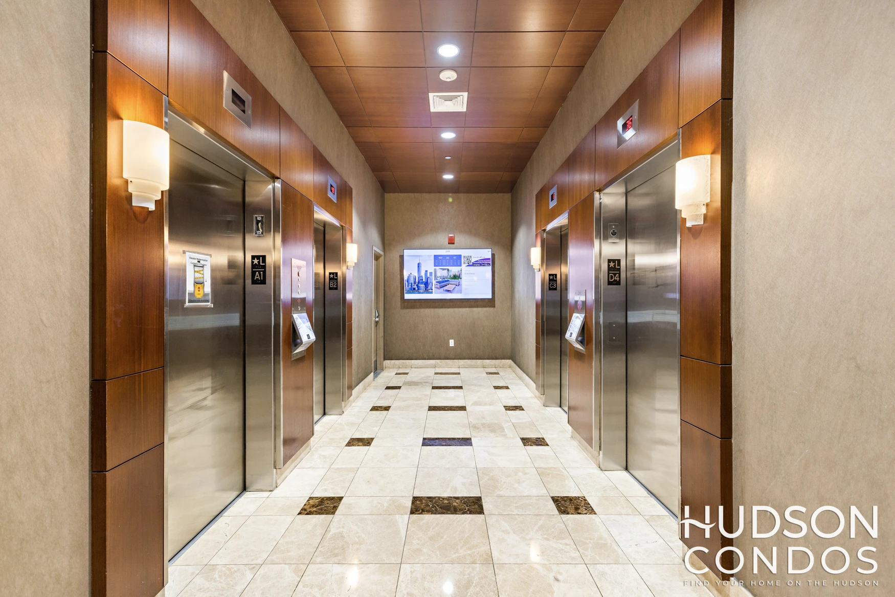 new elevator lobby at crystal point